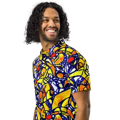 Electric Sunburst on a Men's Slim Fit Polo Shirt
