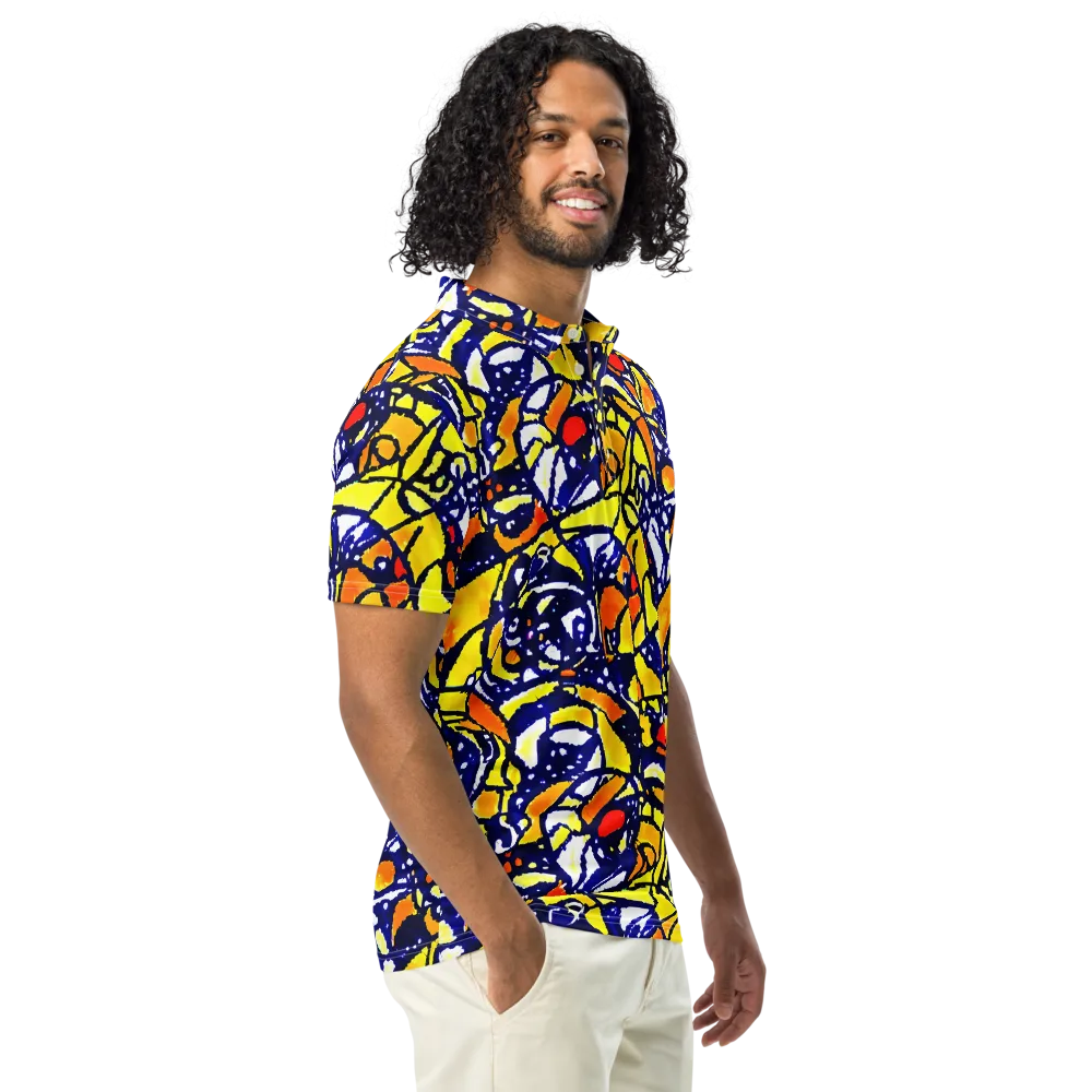 Electric Sunburst on Men's Slim Fit Polo Shirt — Right Front