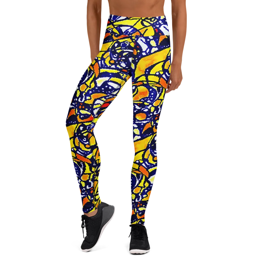 Electric Sunburst on Yoga Leggings — Front