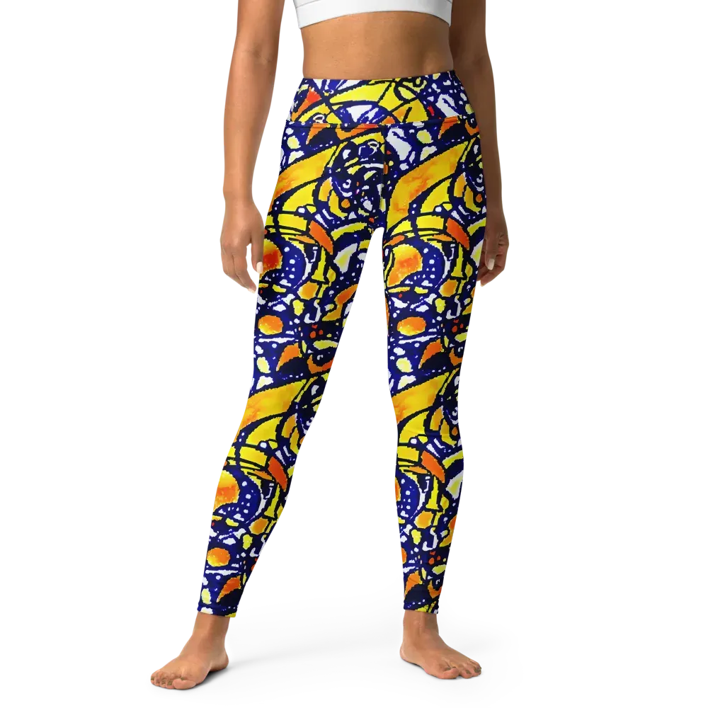 Electric Sunburst on Yoga Leggings — Front