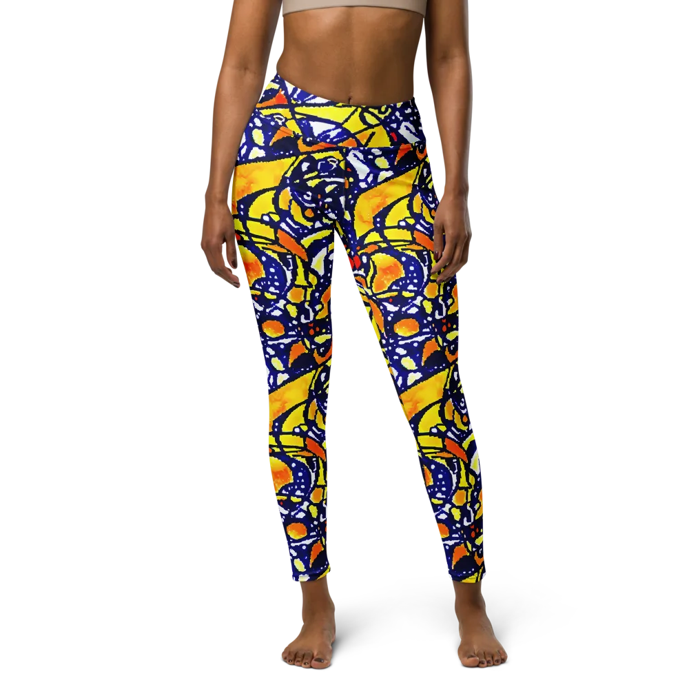 Electric Sunburst on Yoga Leggings — Front