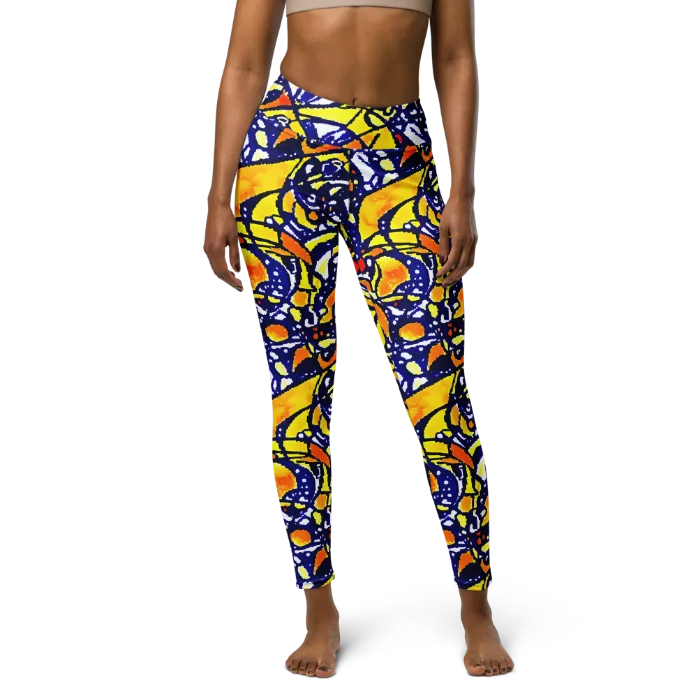 Electric Sunburst on Yoga Leggings — Front