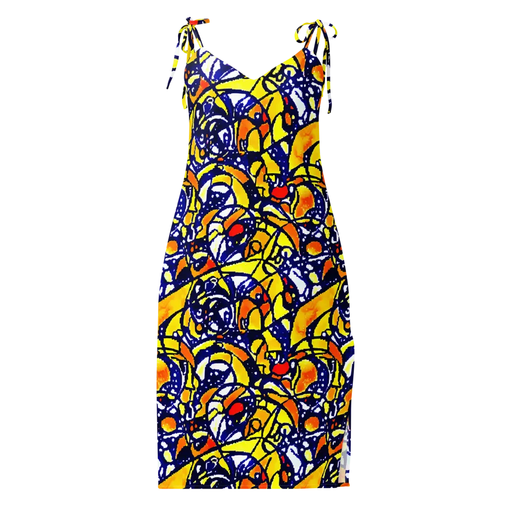 Electric Sunburst on Slip Dress — Front