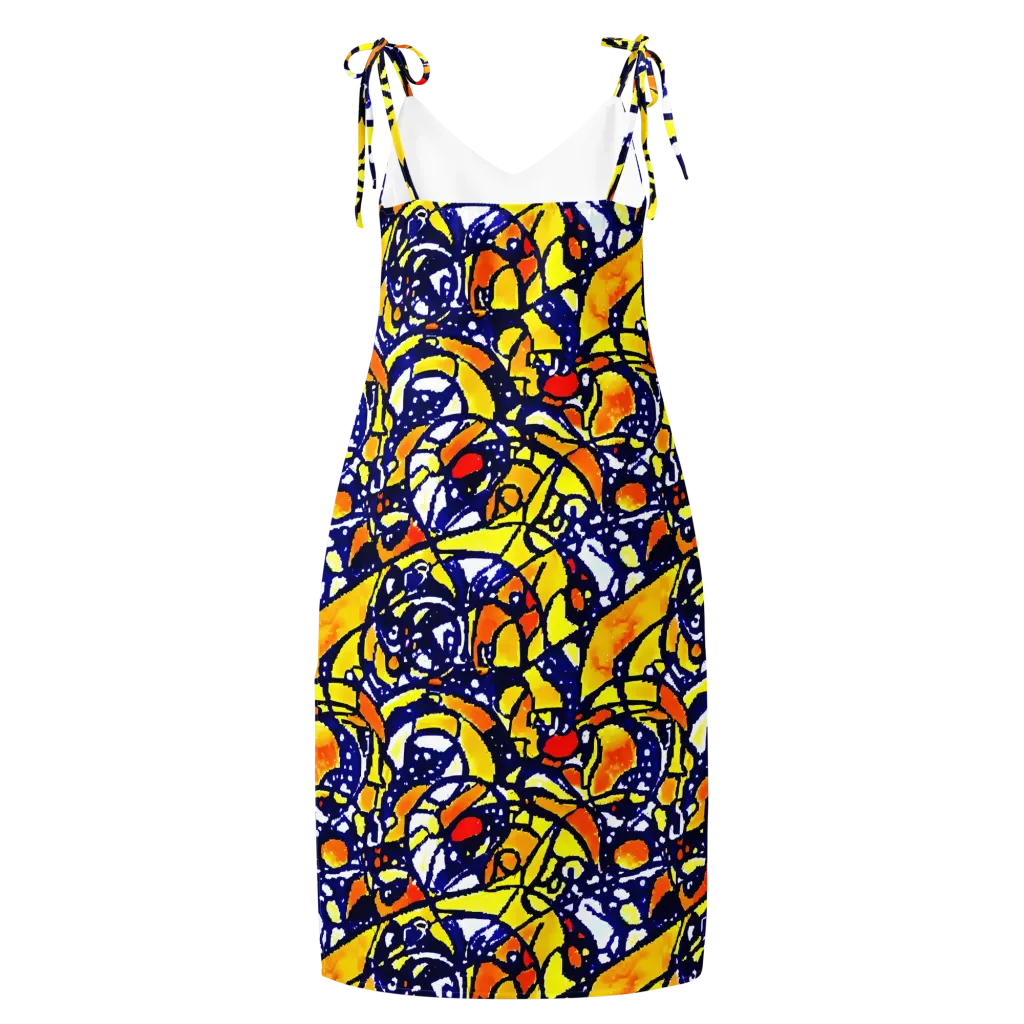Electric Sunburst on Slip Dress — Back