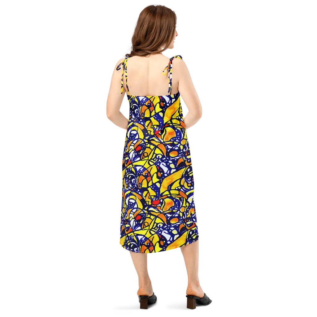Electric Sunburst on Slip Dress — Back