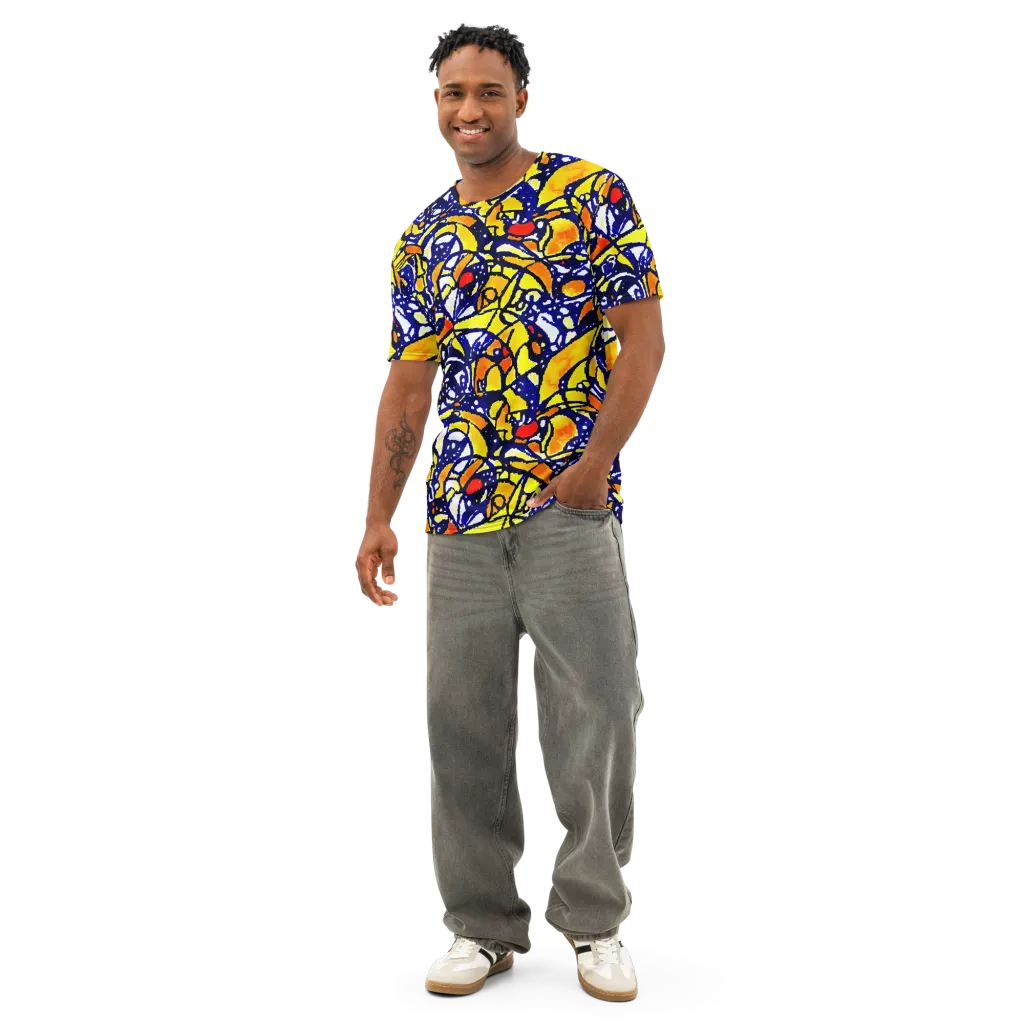 Electric Sunburst on Men's Cotton Crew Neck T-Shirt — Front