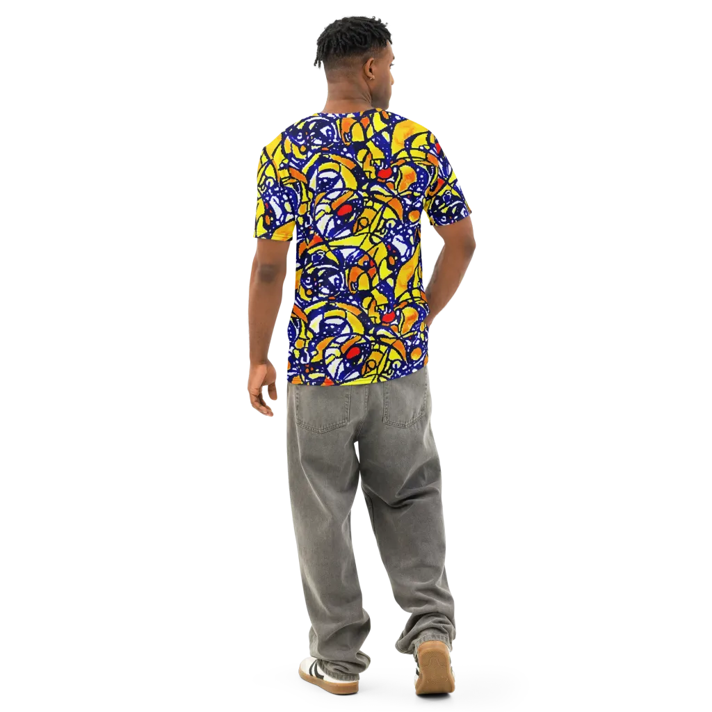 Electric Sunburst on Men's Cotton Crew Neck T-Shirt — Back