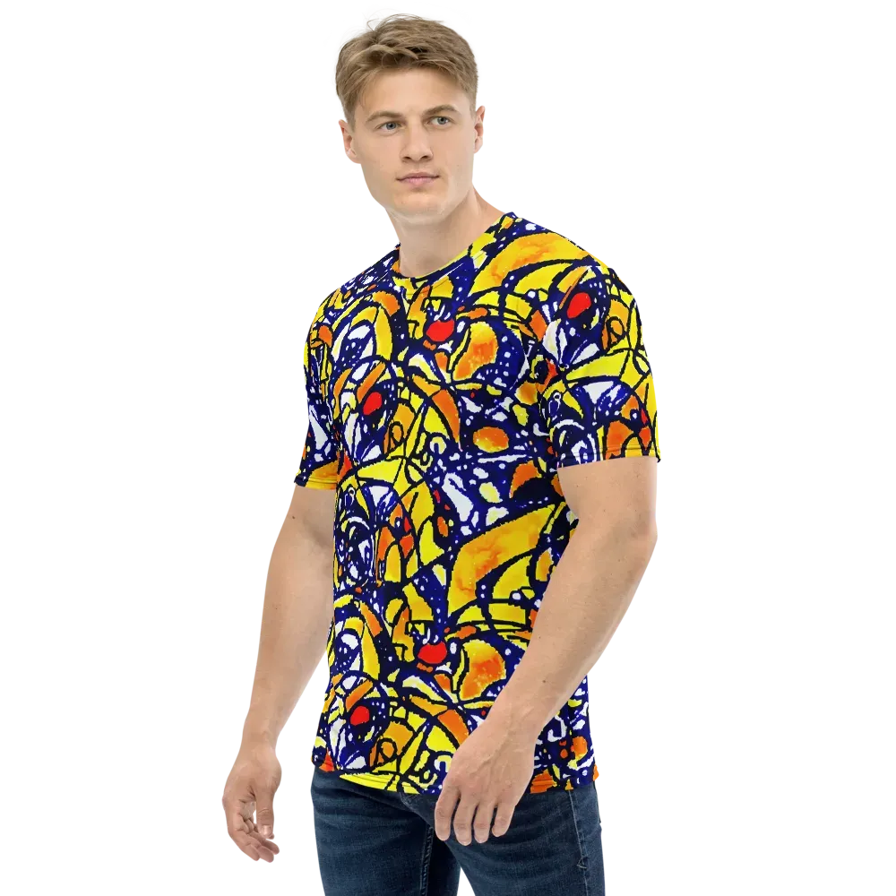 Electric Sunburst on Men's Crew Neck T-Shirt — Left