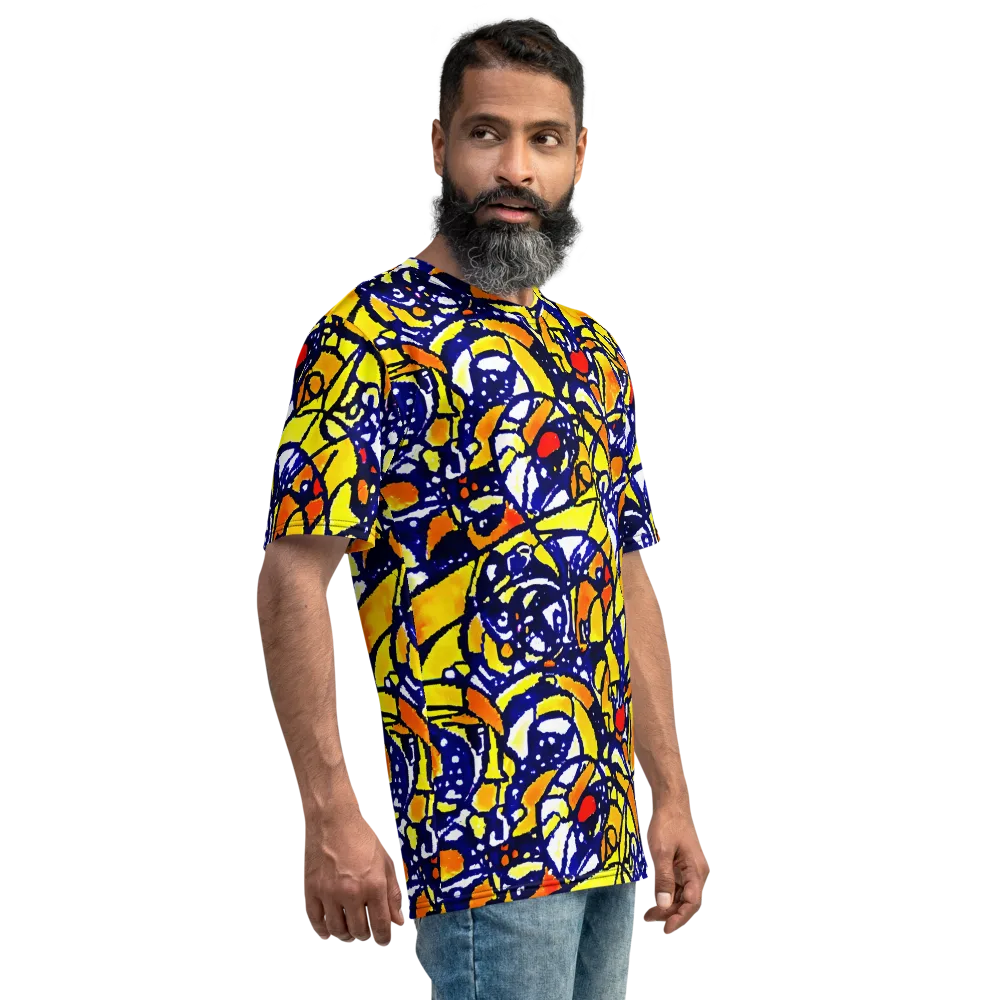 Electric Sunburst on Men's Crew Neck T-Shirt — Right