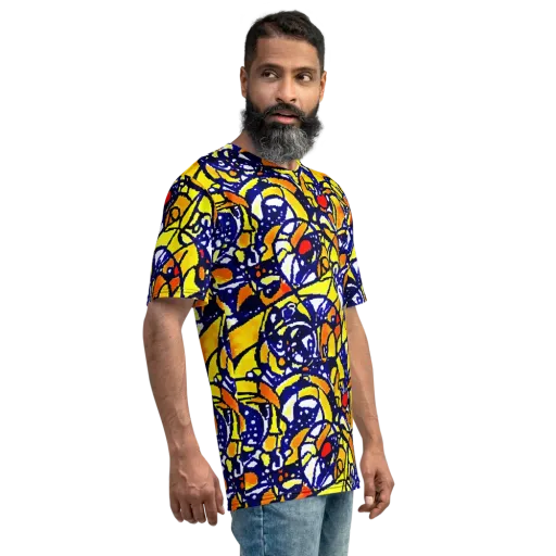 Electric Sunburst on a Men's Crew Neck T-Shirt