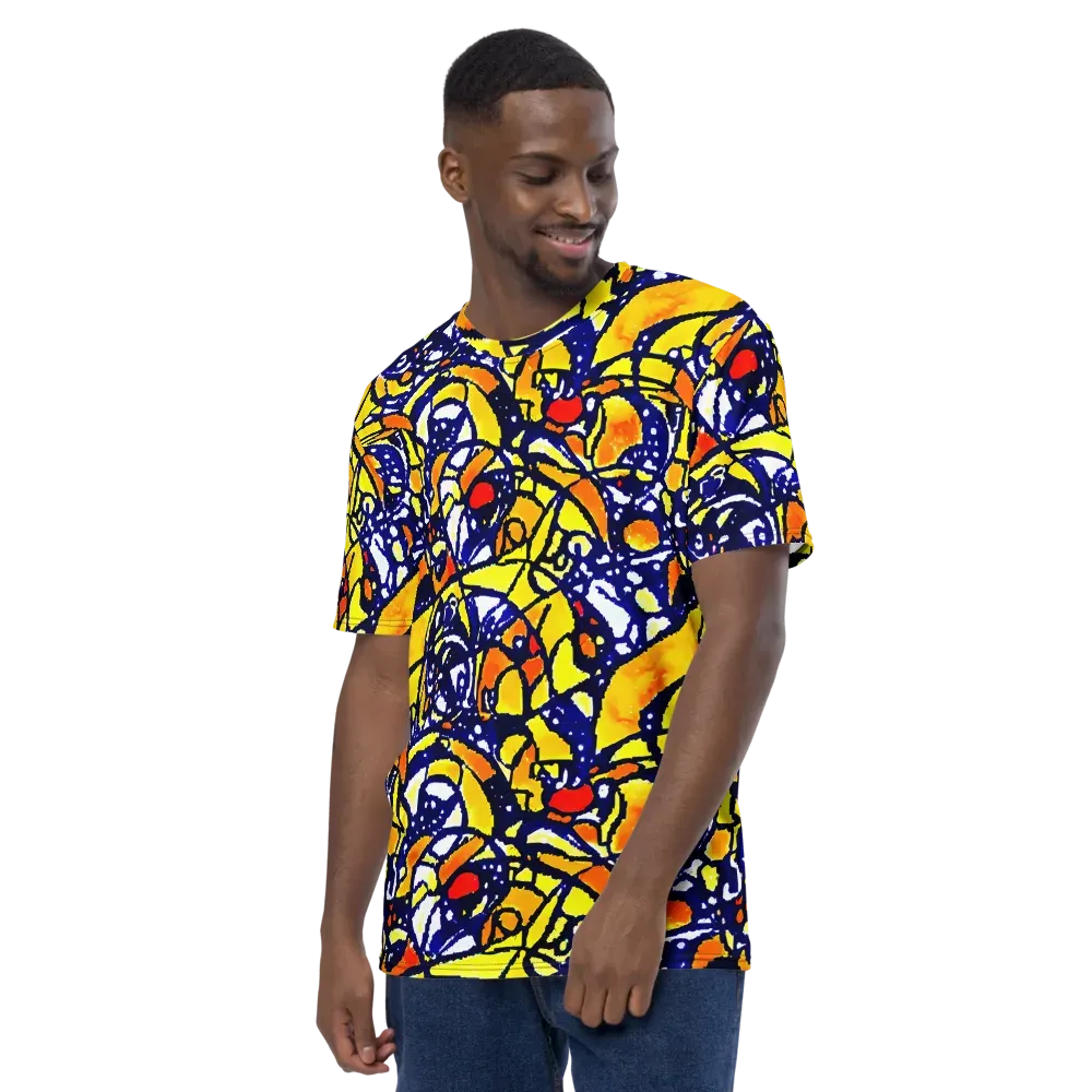 Electric Sunburst on Men's Crew Neck T-Shirt — Left
