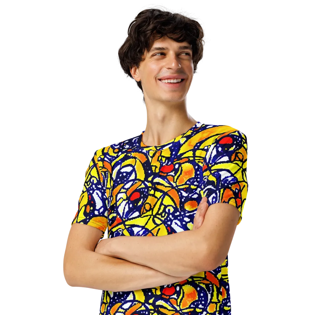 Electric Sunburst on Men's Crew Neck T-Shirt — Left Front