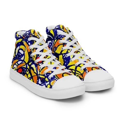 Electric Sunburst on a Men's High Top Canvas Shoes