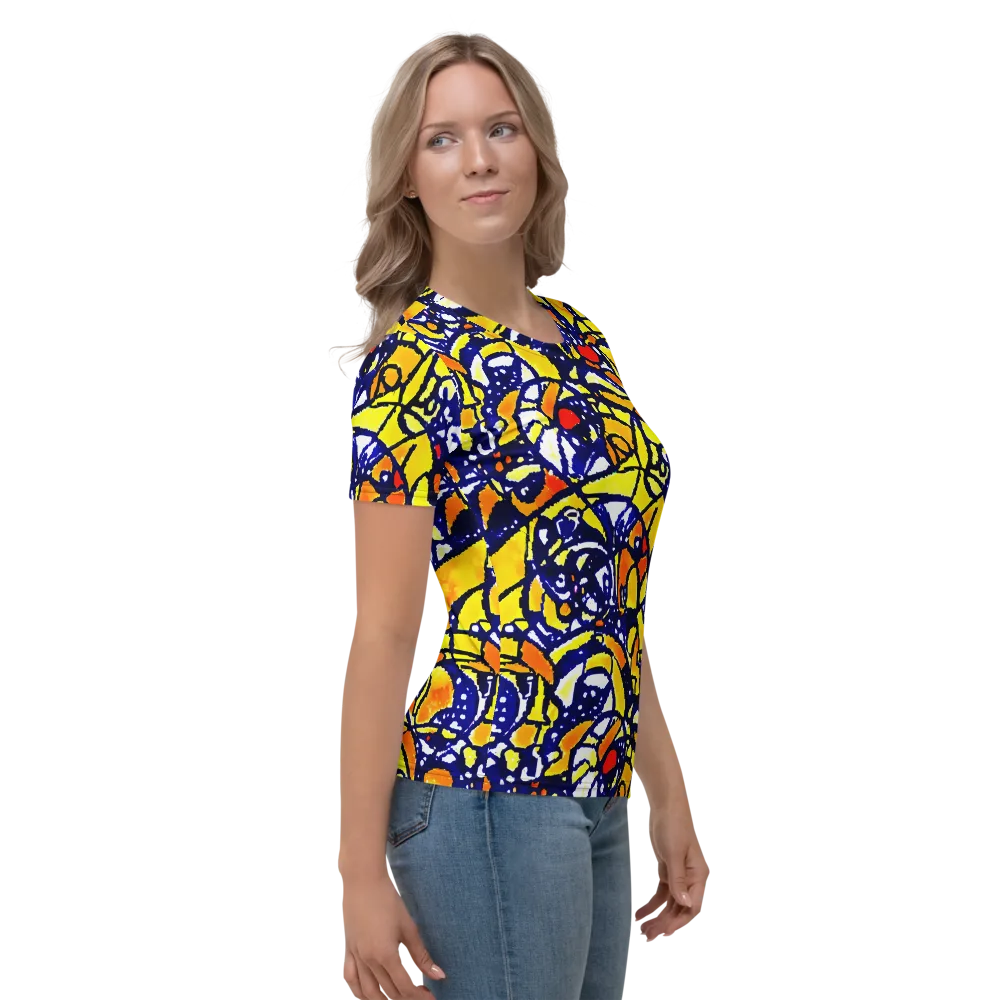 Electric Sunburst on Women's Crew Neck T-Shirt — Right
