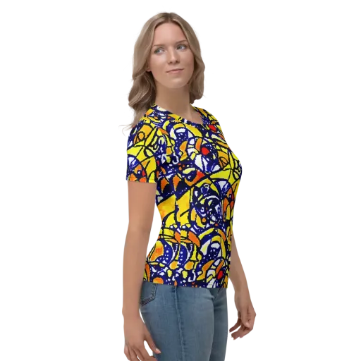 Electric Sunburst on a Women's Crew Neck T-Shirt