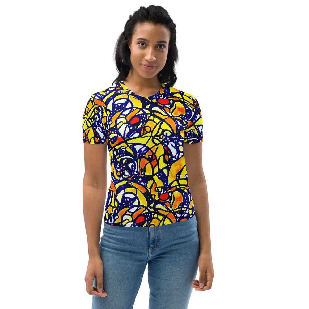 Electric Sunburst on Women's Crew Neck T-Shirt — Front