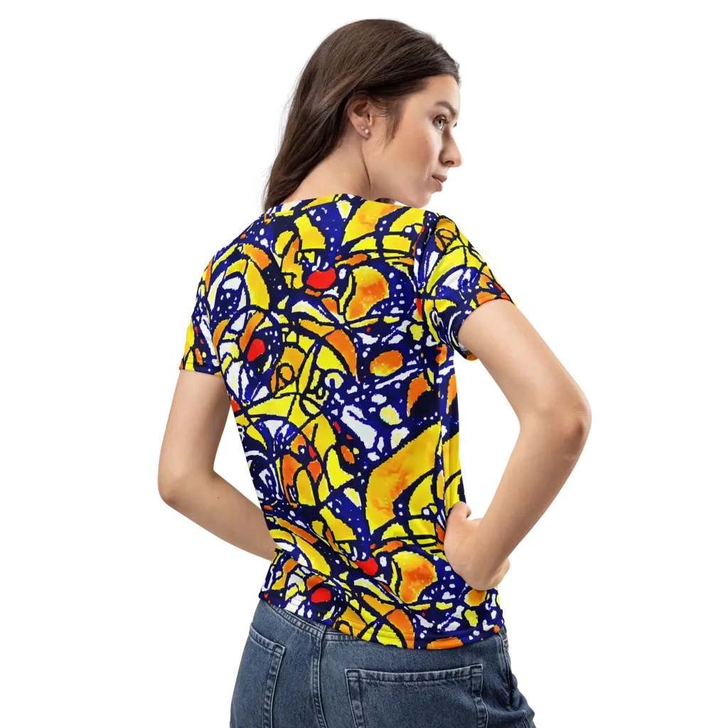 Electric Sunburst on Women's Crew Neck T-Shirt — Back