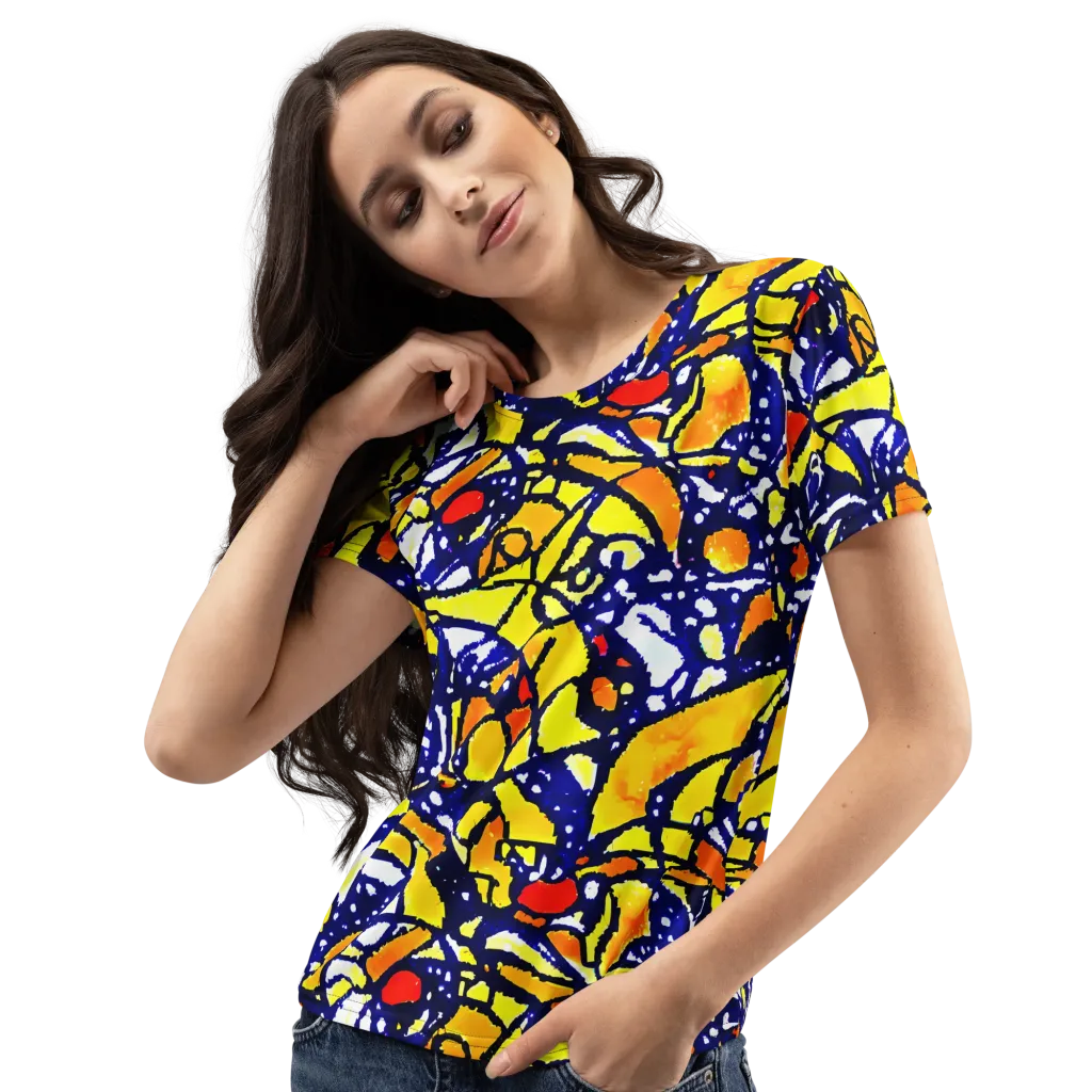 Electric Sunburst on Women's Crew Neck T-Shirt — Left Front