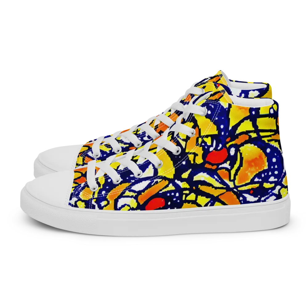 Electric Sunburst on Women's High Top Canvas Shoes — Left