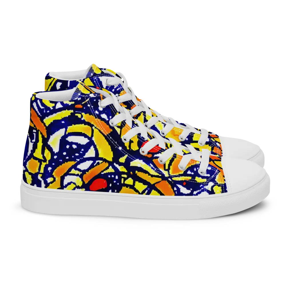 Electric Sunburst on Women's High Top Canvas Shoes — Right