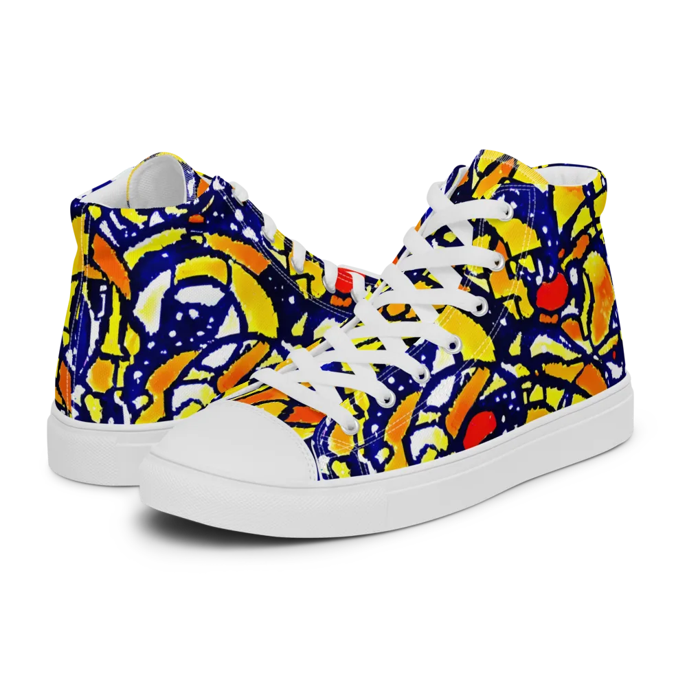 Electric Sunburst on Women's High Top Canvas Shoes — Left