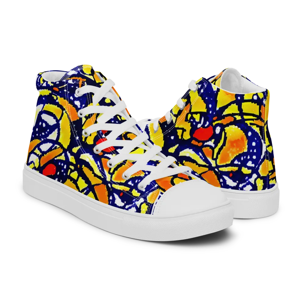 Electric Sunburst on Women's High Top Canvas Shoes — Right