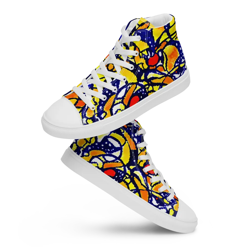 Electric Sunburst on Women's High Top Canvas Shoes — Front