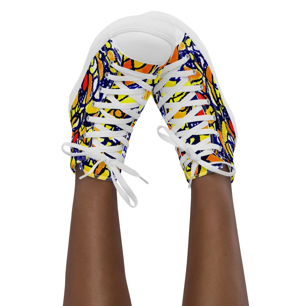 Electric Sunburst on Women's High Top Canvas Shoes — Front