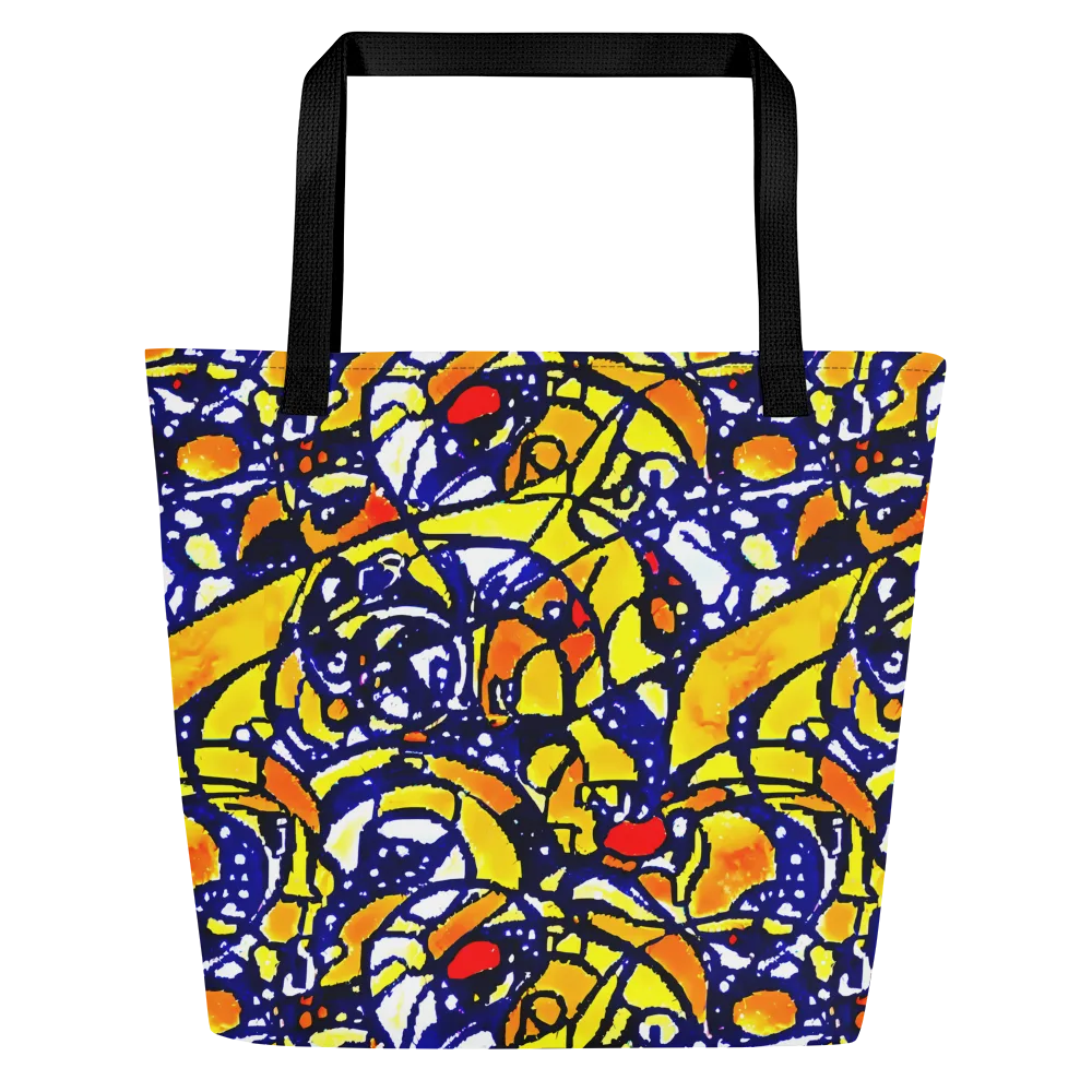 Electric Sunburst on Large Tote Bag W/ Pocket — Front