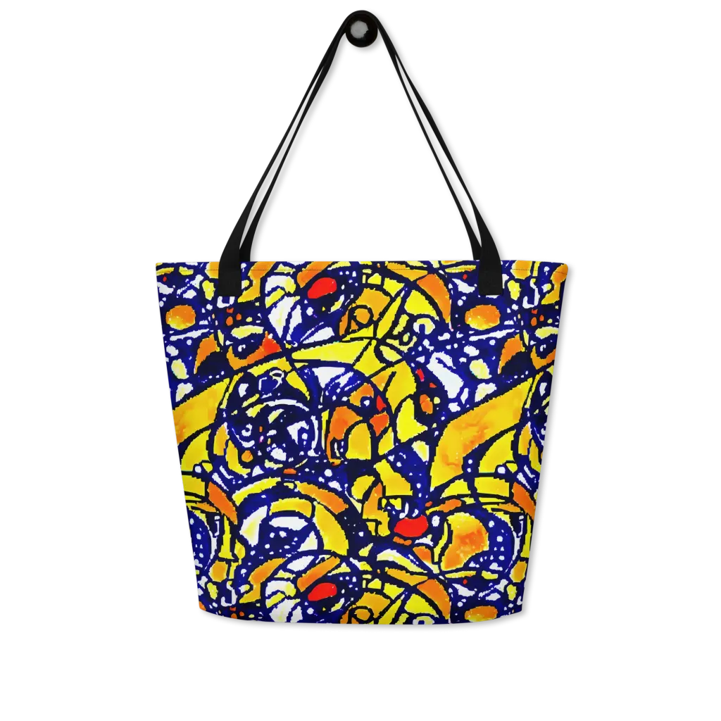Electric Sunburst on Large Tote Bag W/ Pocket — Front