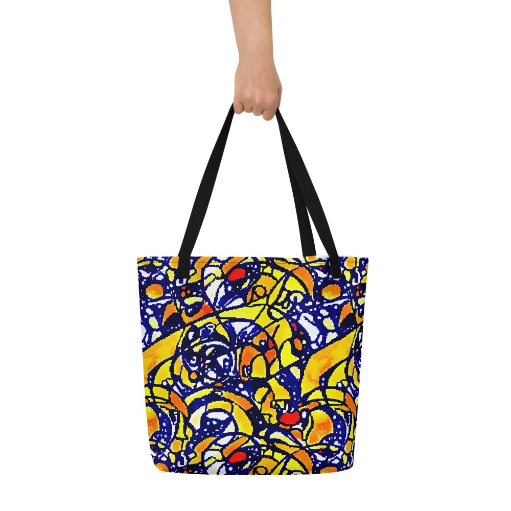 Electric Sunburst on Large Tote Bag W/ Pocket — Front