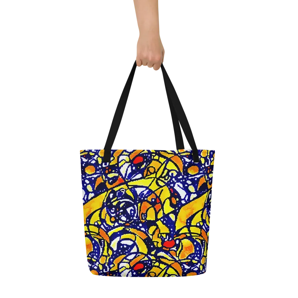 Electric Sunburst on Large Tote Bag W/ Pocket — Front