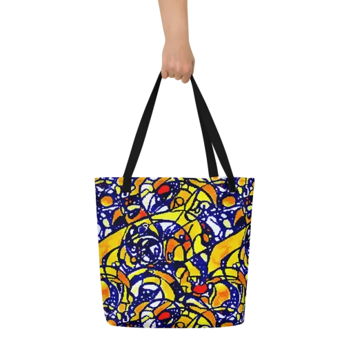 Electric Sunburst on a Large Tote Bag W/ Pocket