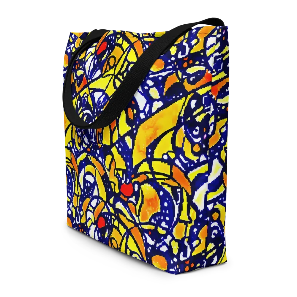 Electric Sunburst on Large Tote Bag W/ Pocket — Front