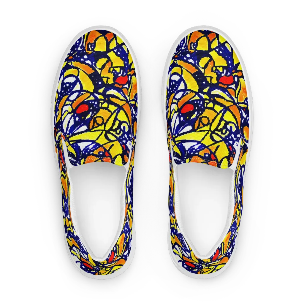Electric Sunburst on Women's Slip-On Canvas Shoes — Front