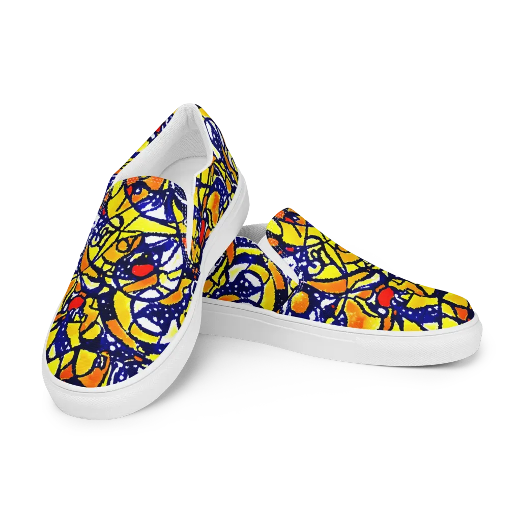 Electric Sunburst on Women's Slip-On Canvas Shoes — Left Front