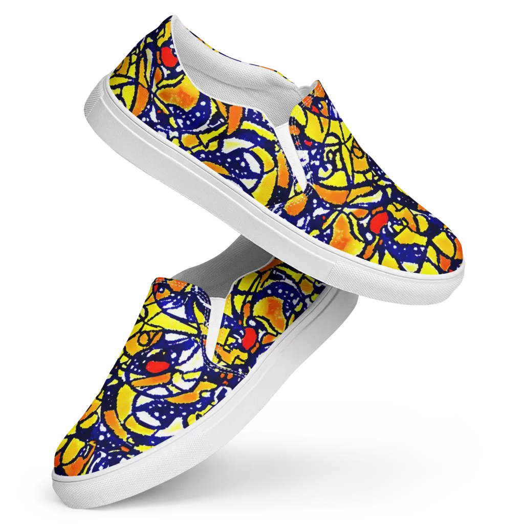 Electric Sunburst on Women's Slip-On Canvas Shoes — Front