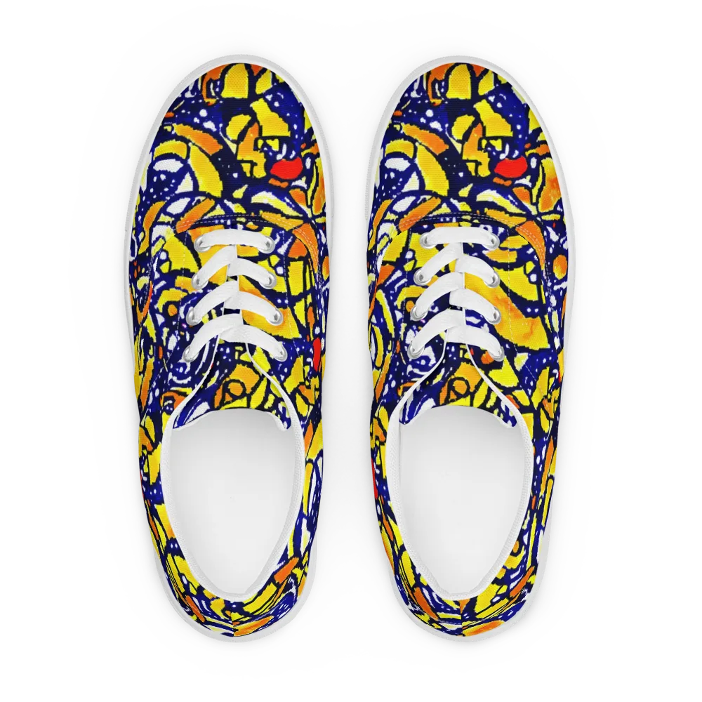 Electric Sunburst on Men's Lace-Up Canvas Shoes — Front