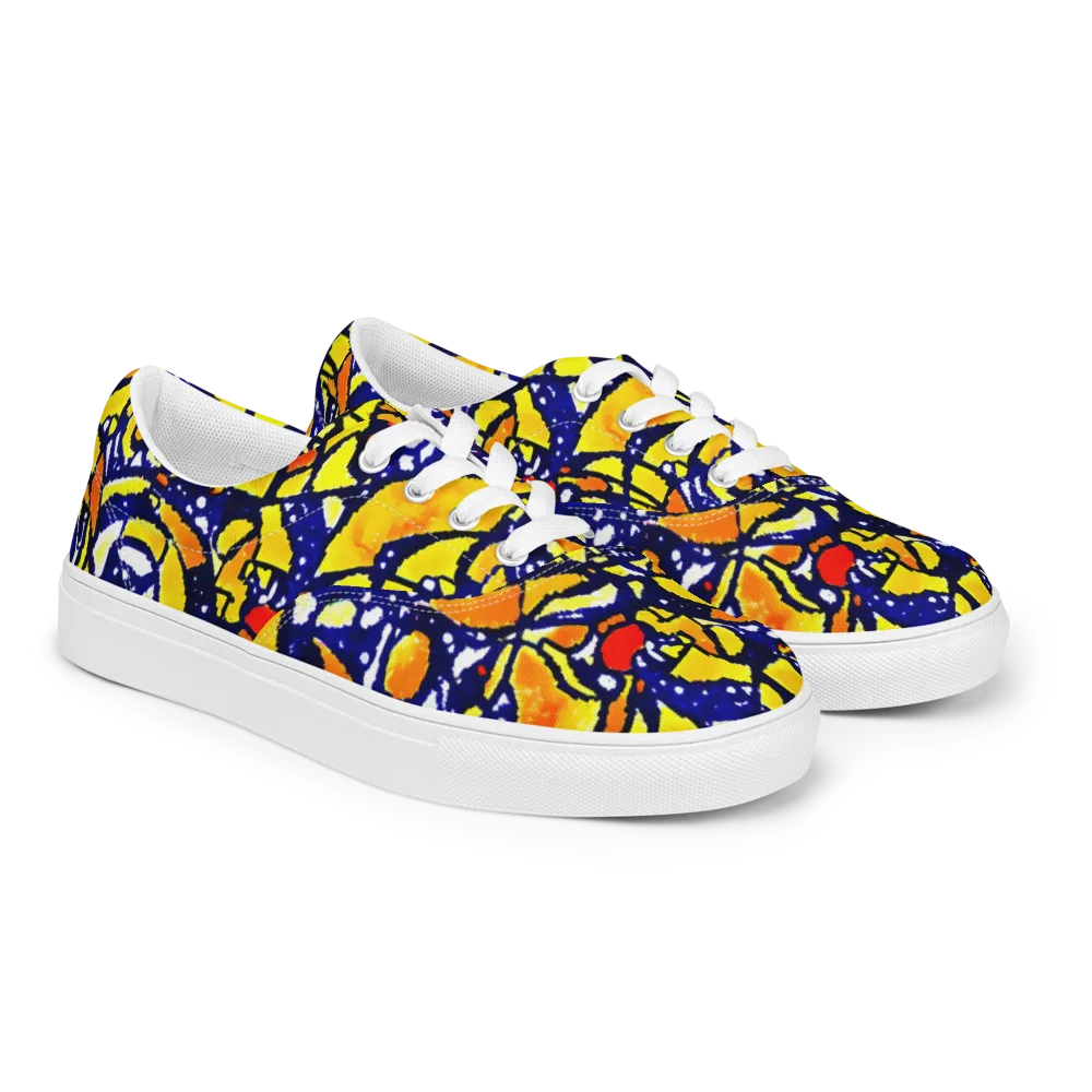 Electric Sunburst on Men's Lace-Up Canvas Shoes — Right Front