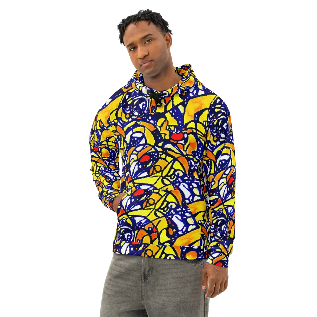 Electric Sunburst on Cotton Hoodie — Left Front