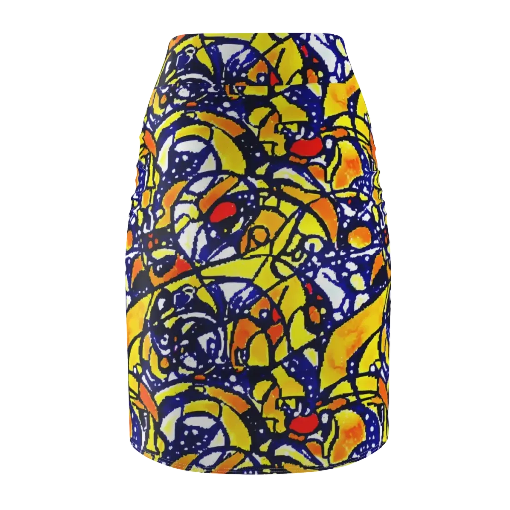 Electric Sunburst on Pencil Skirt — Back