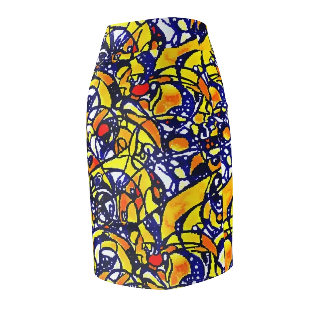 Electric Sunburst on Pencil Skirt — Back Side
