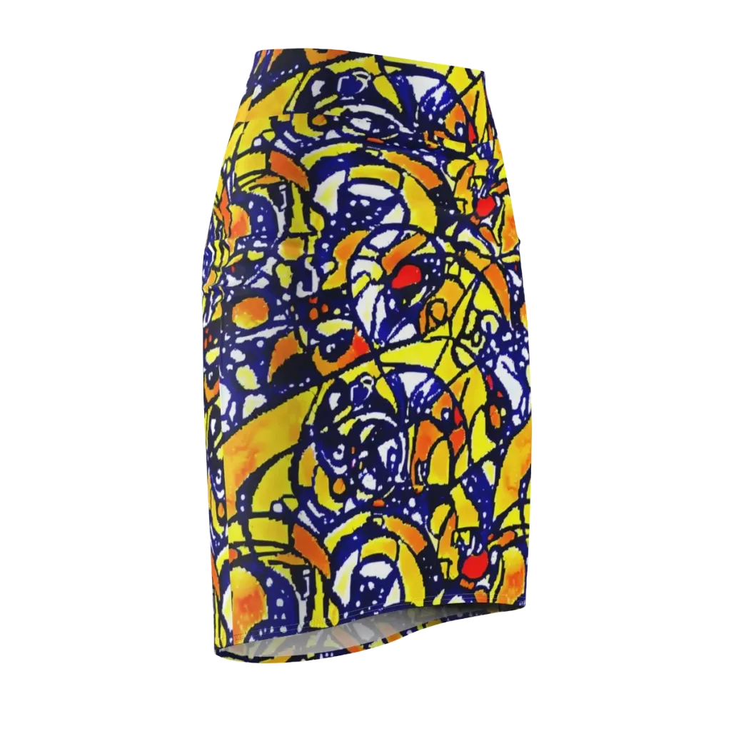 Electric Sunburst on Pencil Skirt — Front Side