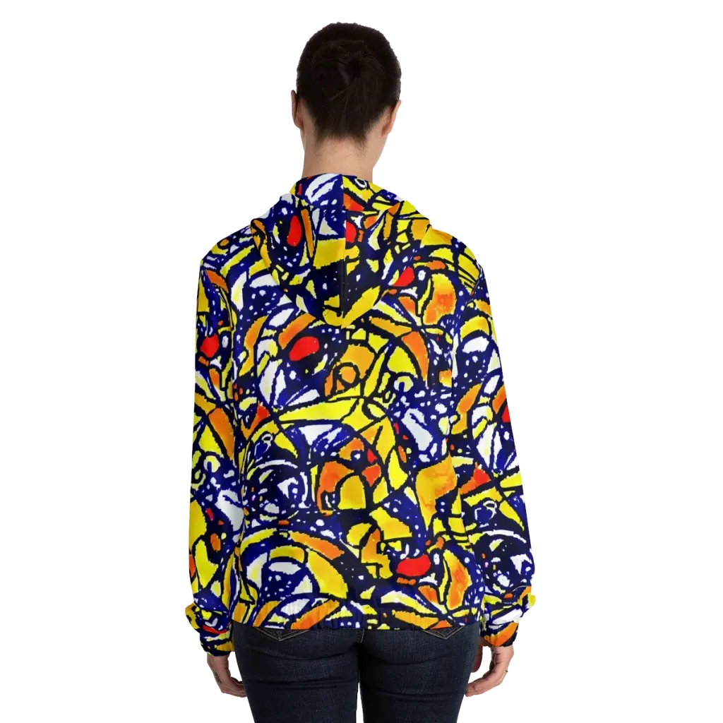 Electric Sunburst on Women's Full-Zip Hoodie — Back On Person