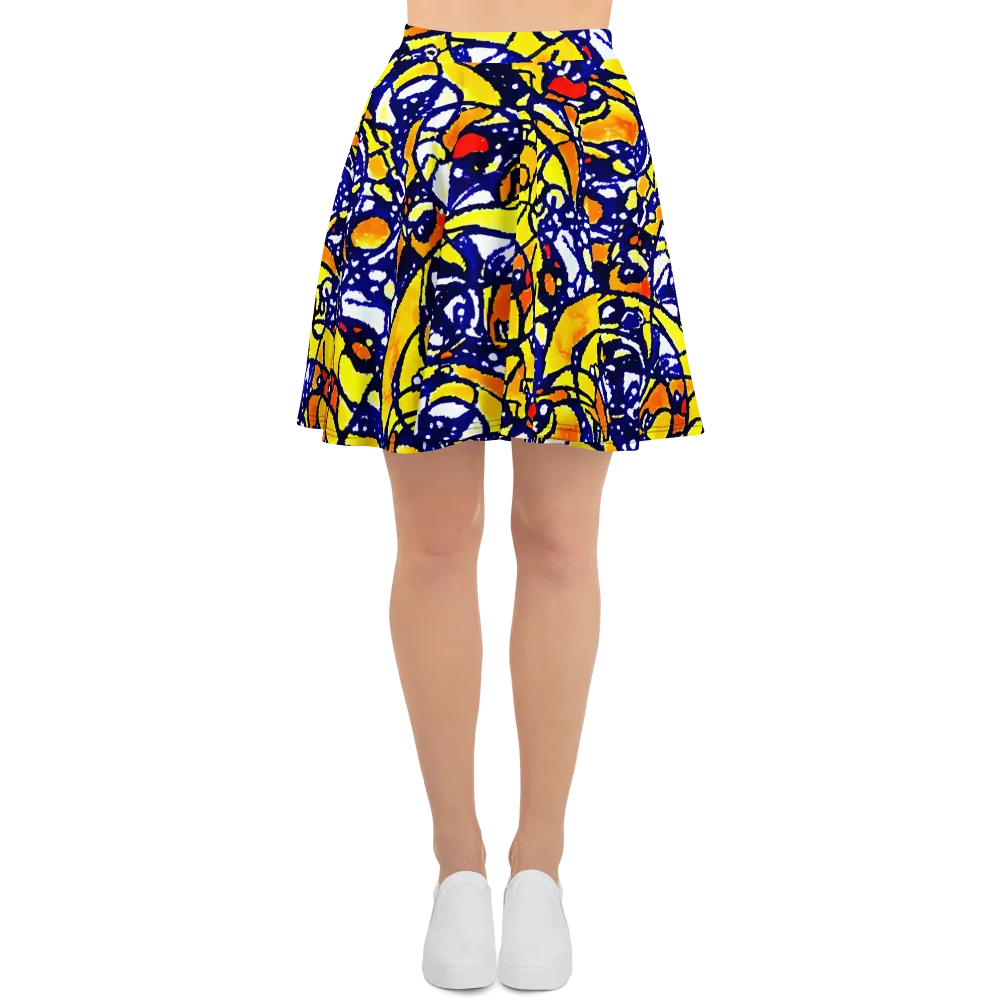 Electric Sunburst on Skater Skirt — Front