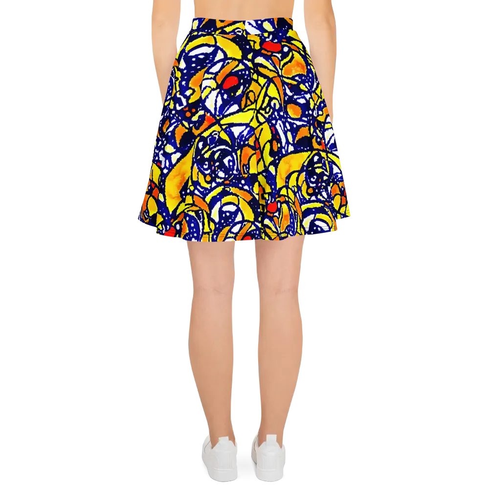 Electric Sunburst on Skater Skirt — Back