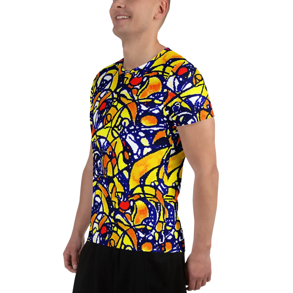 Electric Sunburst on Men's Athletic T-Shirt — Left