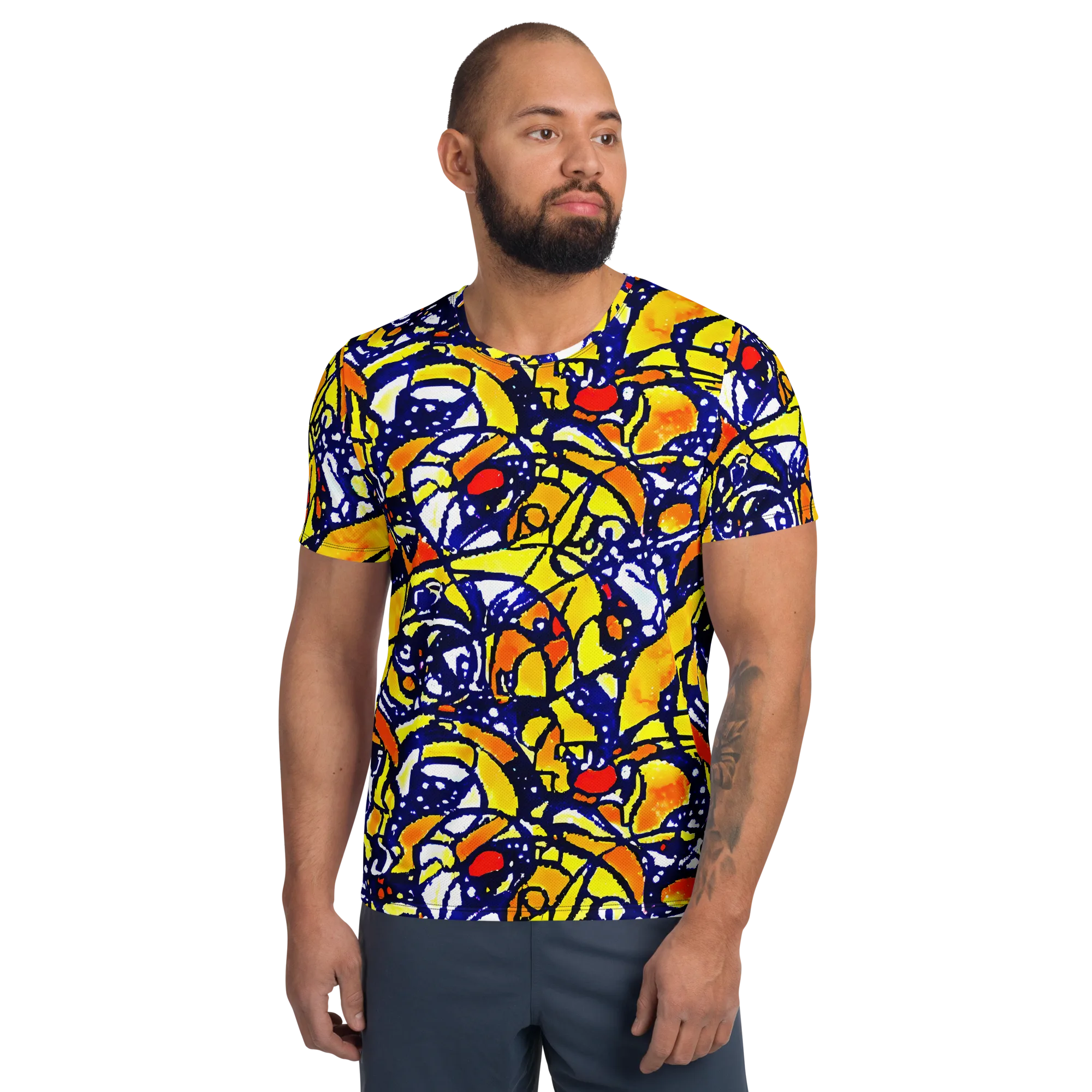 Electric Sunburst on Men's Athletic T-Shirt — Front
