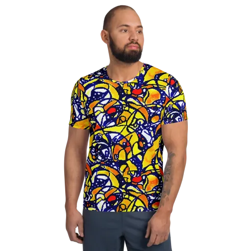Electric Sunburst on a Men's Athletic T-Shirt