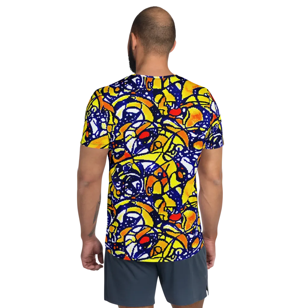 Electric Sunburst on Men's Athletic T-Shirt — Back
